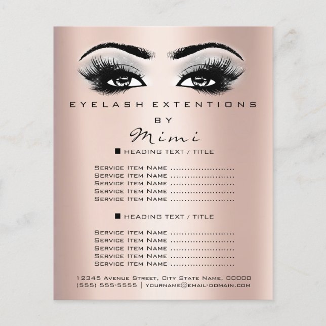 Makeup Artist Beauty Salon Lashes Flyer Rose Grey (Front)