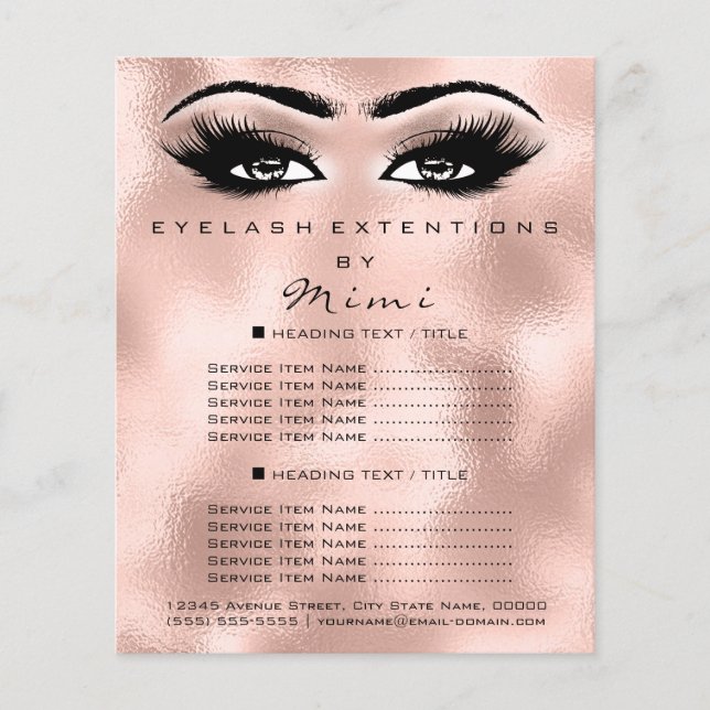 Makeup Artist Beauty Salon Lashes Flyer Rose Pink (Front)