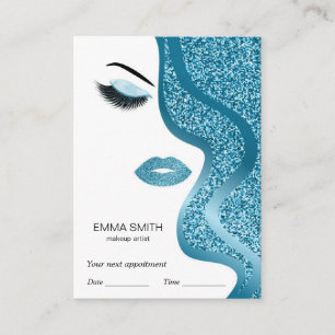 Makeup Artist Beauty Salon Light Blue Glitter Appointment Card
