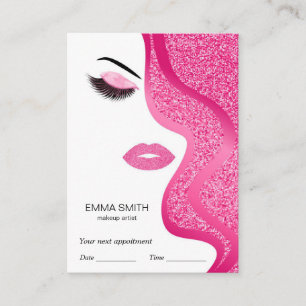 Makeup Artist Beauty Salon Light Pink Glitter Appointment Card