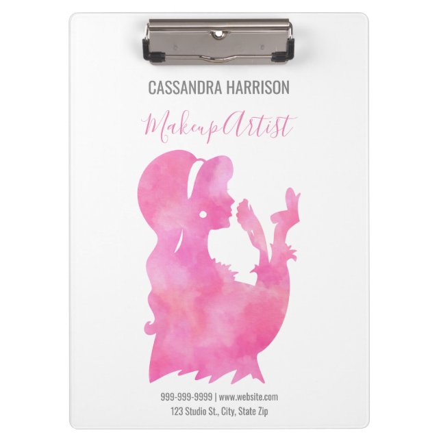 Makeup Artist Beauty Salon Personalised Watercolor Clipboard (Front)