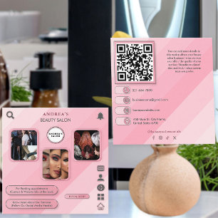 Makeup Artist   Beauty Salon Photos Pink Trendy Square Business Card