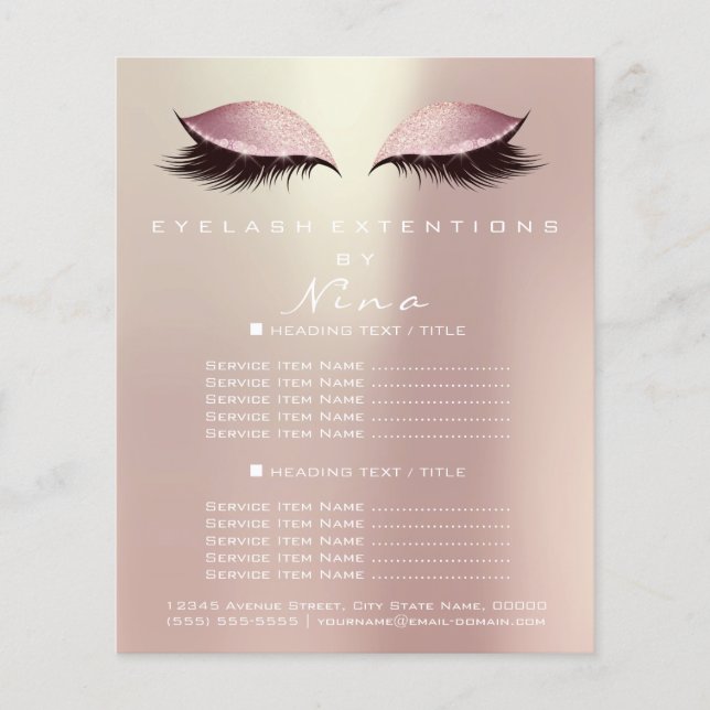 Makeup Artist Beauty Salon Pink Gold Glitter Flyer (Front)