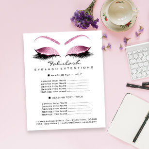 Makeup Artist Beauty Salon Price List Flyer Pink