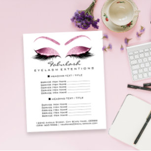Makeup Artist Beauty Salon Price List Flyer Pink