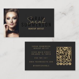 Makeup Artist Beauty Salon QR Code Photo Business Card
