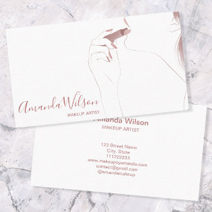 Makeup Artist Beauty Salon Rose Gold Glitter Chic Business Card