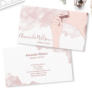 Makeup Artist Beauty Salon Rose Gold Glitter Woman Business Card