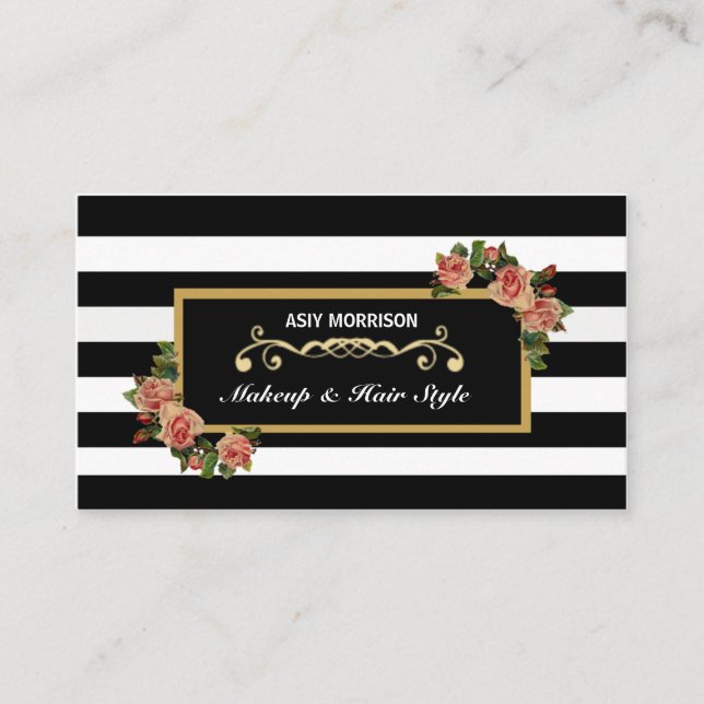 Makeup Artist Beauty Salon Vintage Business Card (Front)