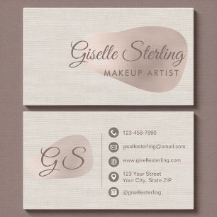 Makeup Artist Beige Linen Beauty Business Card