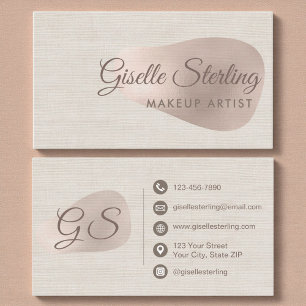 Makeup Artist Beige Linen Beauty Business Card