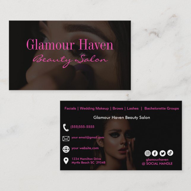   Makeup Artist Black    Business Card (Front/Back)