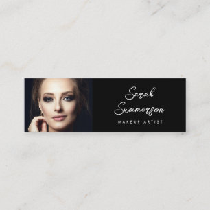 Makeup Artist Black Elegant Minimal Photo Mini Business Card