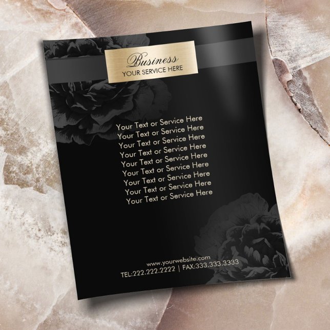 Makeup Artist Black Floral Beauty Salon Brochures (Creator Uploaded)