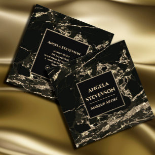 Makeup Artist Black Gold Marble Business Card