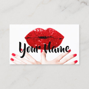 Makeup Artist Black Red Kiss Lips VIP Nails Business Card