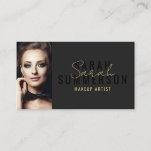 Makeup Artist Black Stylish Beauty Salon Photo Business Card