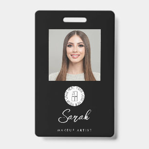 Makeup Artist Black White Logo Photo Employee ID Badge