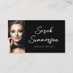 Makeup Artist Black White Minimal Simple Photo Business Card