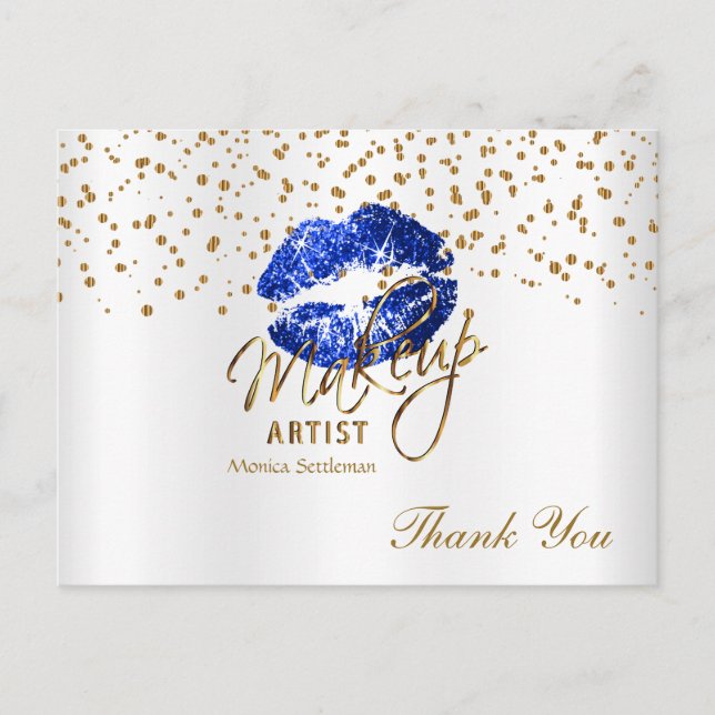 Makeup Artist Blue Lips on White Postcard (Front)