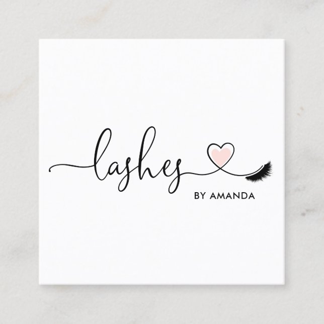 Makeup Artist Blush Pink Eyes Lashes Heart Square Business Card (Front)
