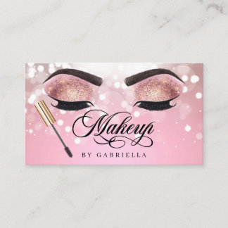 Makeup Artist Brow Eyelash Pink Glitter Business Card
