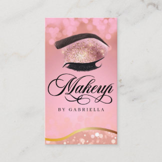 Makeup Artist Brow Eyelash Pink Glitter Business Card