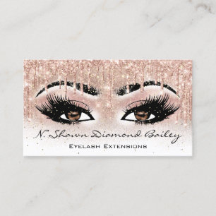 Makeup Artist Brown Eyelash Rose Glitter Whitney Business Card