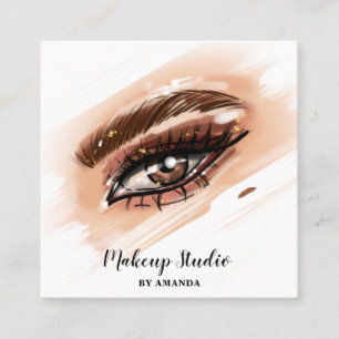 Makeup Artist Brown Eyes Long Lashes Square Business Card