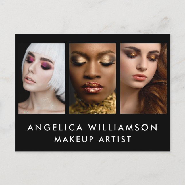 Makeup Artist Business 3 Photo Postcard (Front)