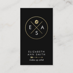 Makeup Artist Business Card - Chic Gold and Black