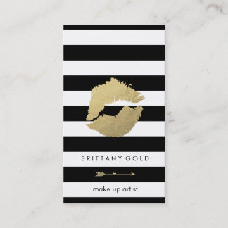 Makeup Artist Business Card - Chic Gold and Black