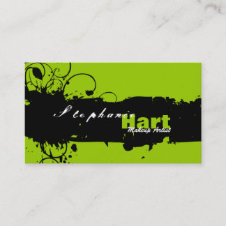 Makeup Artist Business Card Grunge Splatter Green