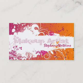 Makeup Artist Business Card Grunge Splatter Pink