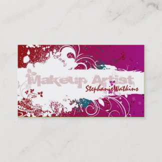 Makeup Artist Business Card Grunge Splatter Red