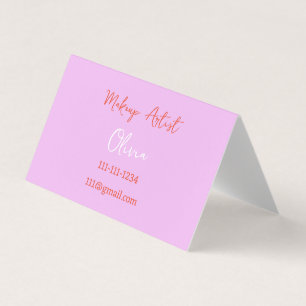 MAKEUP ARTIST BUSINESS CARD PINK AND RED