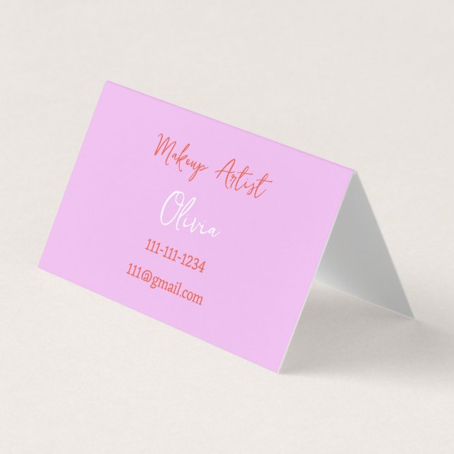 MAKEUP ARTIST BUSINESS CARD PINK AND RED (Front)