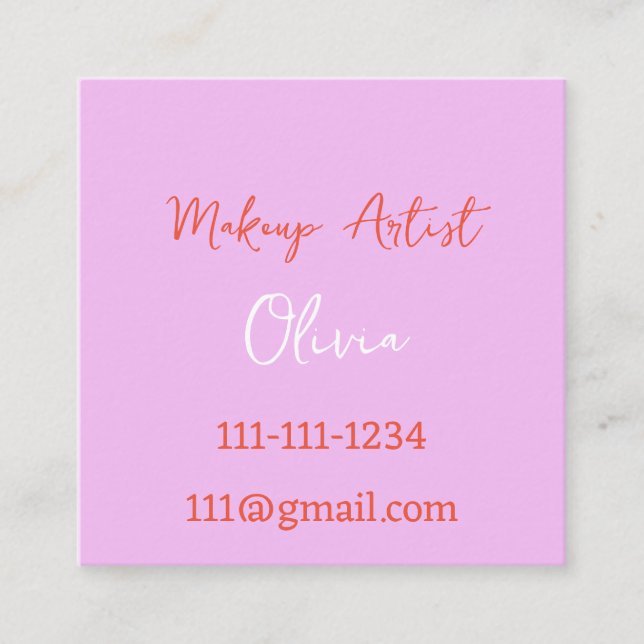 MAKEUP ARTIST BUSINESS CARD PINK AND RED (Front)