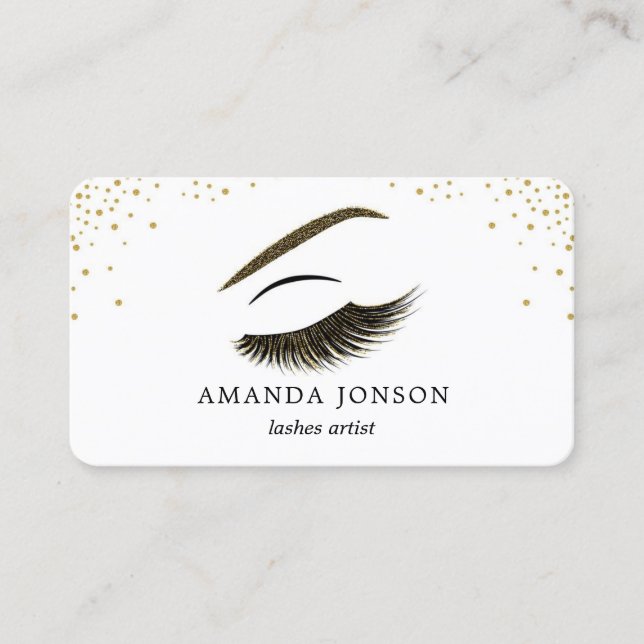 Makeup artist business card with glitter effect (Front)