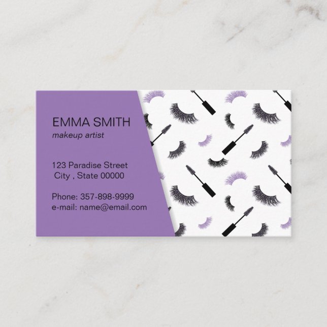 Makeup artist business card with glitter effect (Front)