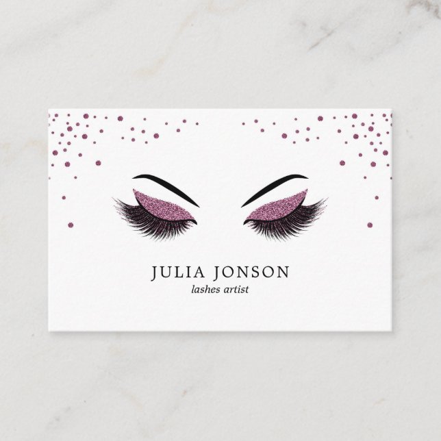 Makeup artist business card with glitter effect (Front)