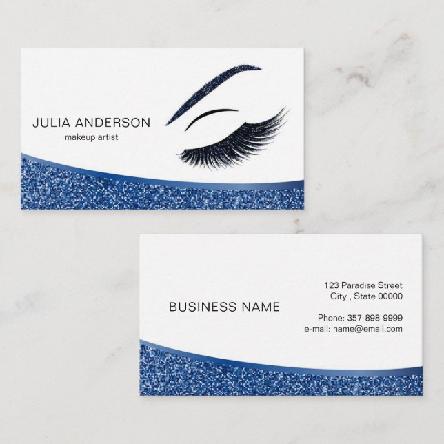 Makeup artist business card with glitter effect (Front/Back)