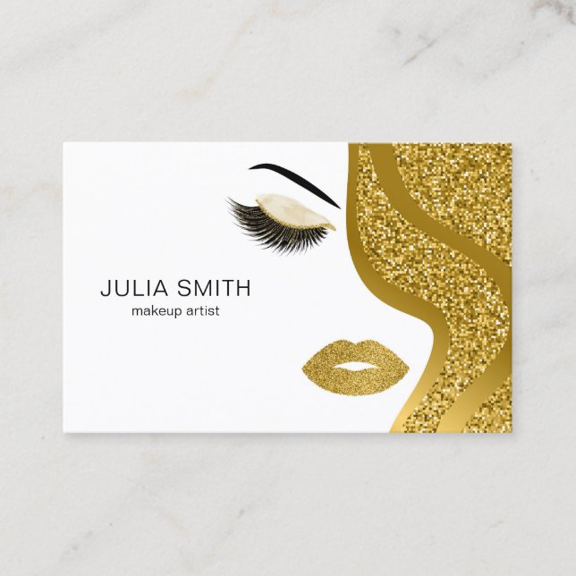Makeup artist business card with glitter effect (Front)