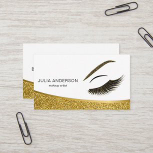Makeup artist business card with glitter effect