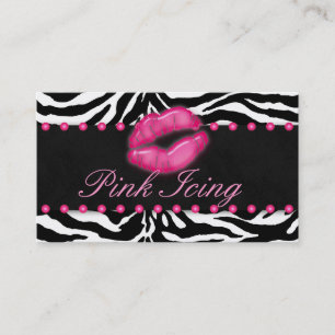 Makeup Artist Business Card Zebra Pink Dots Lips
