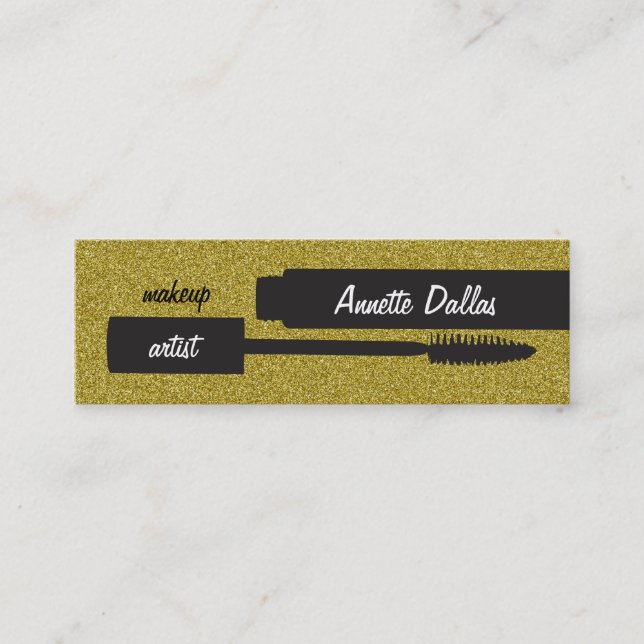 Makeup artist business cards glitter-look gold (Front)