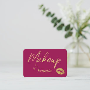 Makeup Artist Business Cards - Gold and Pink