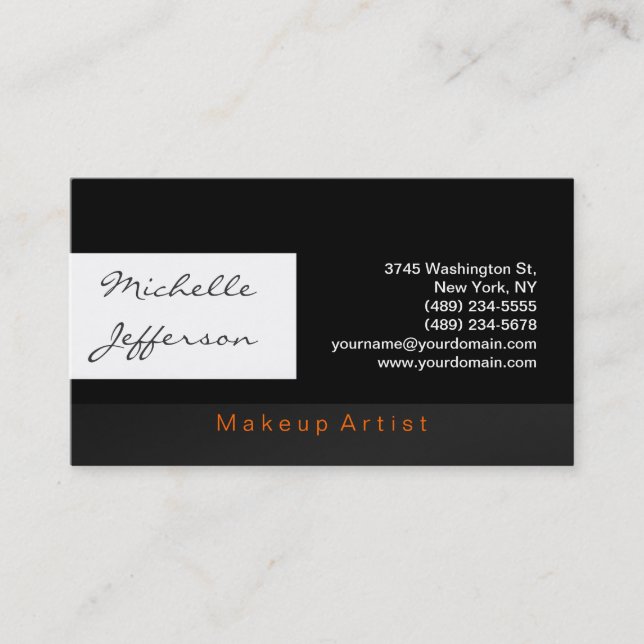 Makeup Artist Calligraphy Business Card (Front)