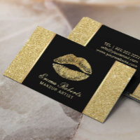 Makeup Artist Chic Lips Modern Gold Glitter