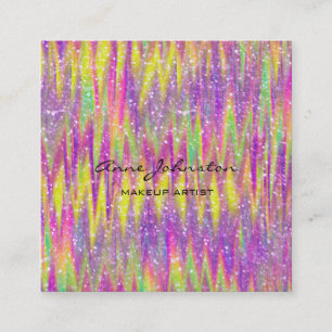 Makeup Artist Colourful Glitter and Sparkle Square Business Card
